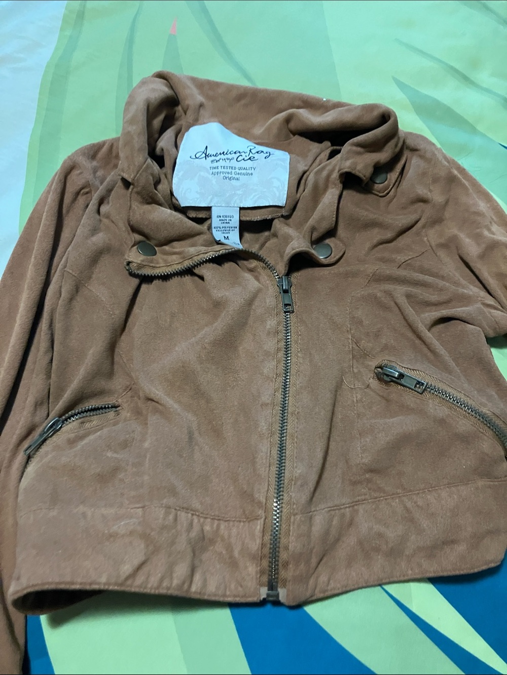 American Rag Brown Cropped Zip-Up Jacket